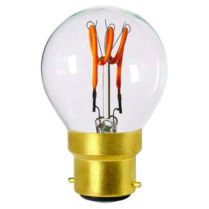 LED 3 Loops Filament Golfball 3W B22d Clear 2200K Dimmable