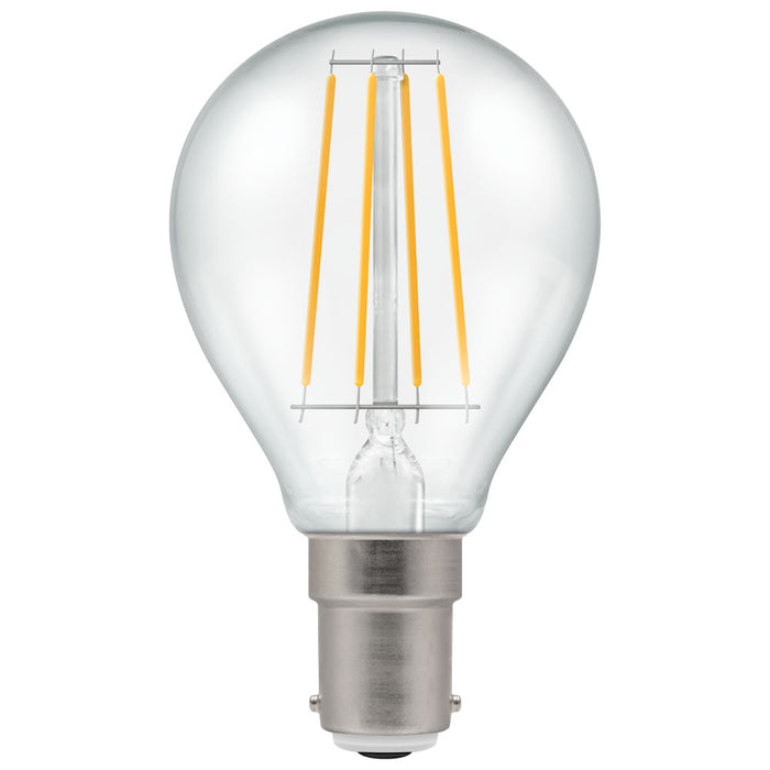 Crompton LED Filament Round 5W 240V Very Warm White B15d Clear Dimmable