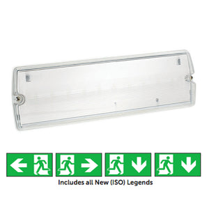 3.3W Spectrum LED Emergency Bulkhead IP65 Maintained Includes set of 4 New Legends  Other - The Lamp Company