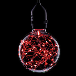Prolite LED Filament 95mm Globe 1.7W 240V ES Cap Red Twinkle Star Effect  The Lamp Company - The Lamp Company