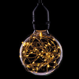 Prolite LED Filament 95mm Globe 1.7W 240V ES Cap 3100K Twinkle Star Effect  The Lamp Company - The Lamp Company