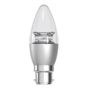 GE LED Candle B35 6W BC Clear Very Warm White Dimmable