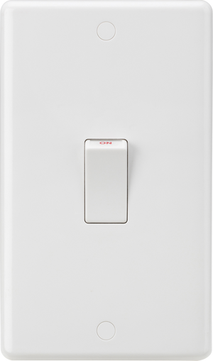 Knightsbridge CU8332W White Curved edge 45A DP switch (large) - White Rocker