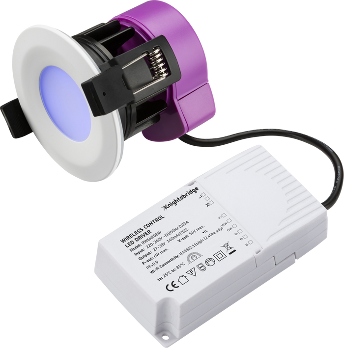 Knightsbridge RW6KRGBW 230V IP65 6W Fire-rated LED RGB WiFi Smart Downlight