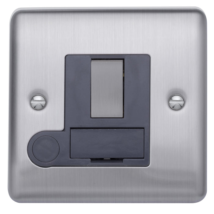 Caradok 13A switched FCU’s Brushed Chrome, Metal Switch, Grey Insert