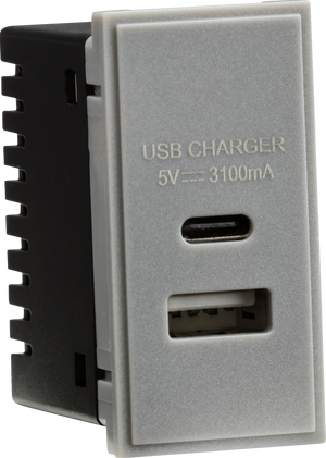Knightsbridge NETUSBCGY Modular Dual USB Charger 5V DC 3.1A - Grey