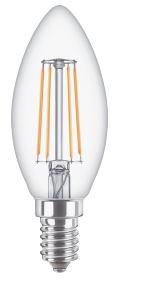 929001889719 Philips CoreProLEDCandleND4.3-40WE14 827B35CLGUK LED CANDLE - CLEAR GLASS FILAMENT - NON DIMMABLE Signify (Philips) - The Lamp Company