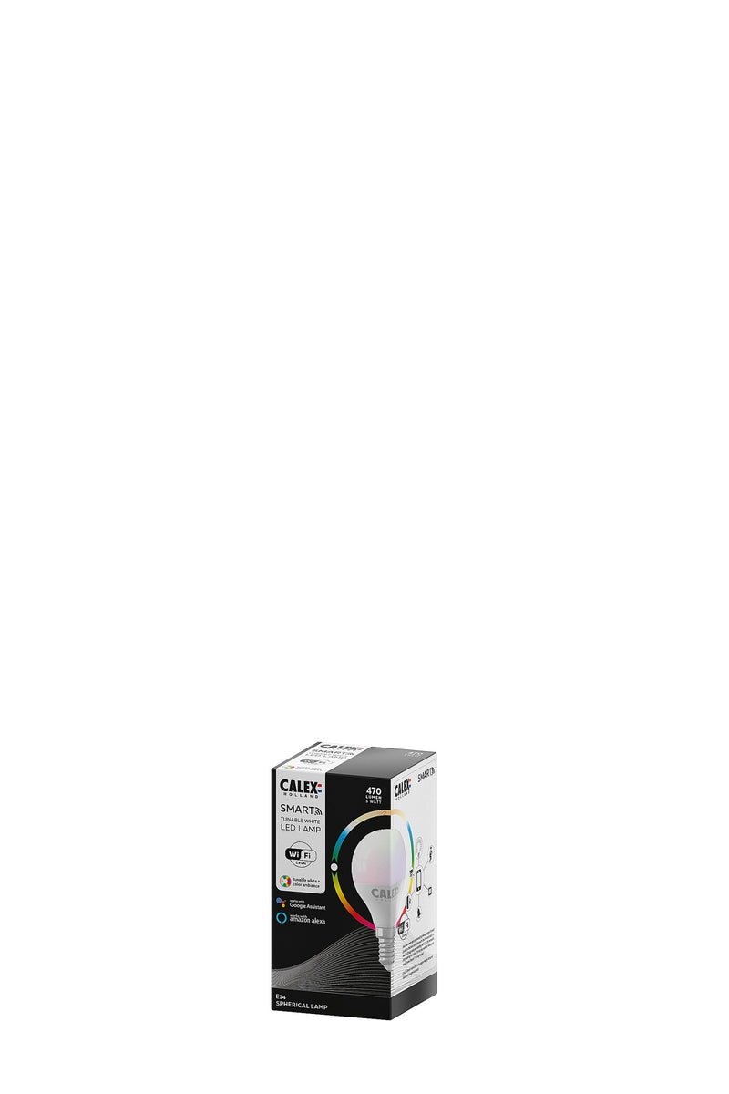 Calex 429110 - Calex Smart Spherical LED lamp 5W 470lm 2200-4000K + RG ...