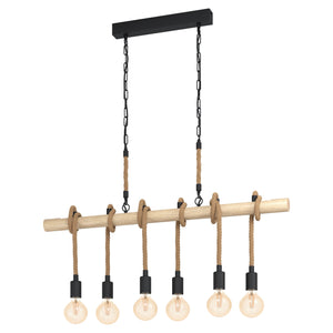 Eglo 43319 YOUNGSTOWN - HL/6 E27 black/wood/rope 'YOUNGSTOWN'