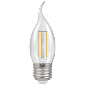 Crompton 12158 - LED Bent-Tip Candle Filament Clear • Dimmable • 5W • 2700K • ES-E27
