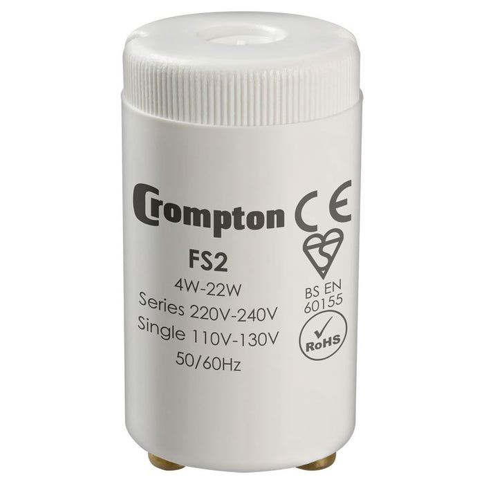 Crompton FS2 - Fluorescent Starter Switch Series • 4W-22W • 12.7mm-Pins