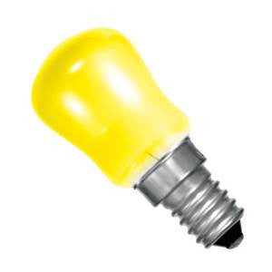 PY15SES-Y-CR - 250v 15w E14 29X66mm Yellow Coloured Light Bulbs Crompton - The Lamp Company