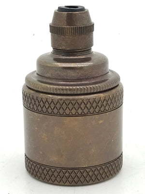 05986 - Lampholder ES Antique Brass Decorative Knurled Skirt with Cordgrip Lamp Holders Lampfix - The Lamp Company