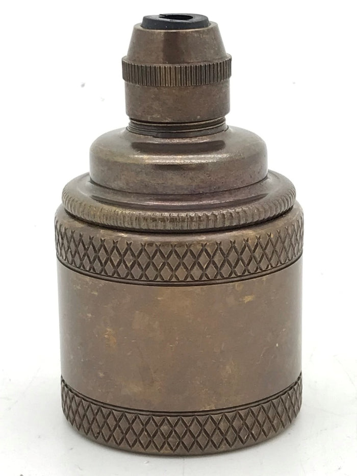 05986 - Lampholder ES Antique Brass Decorative Knurled Skirt with Cordgrip