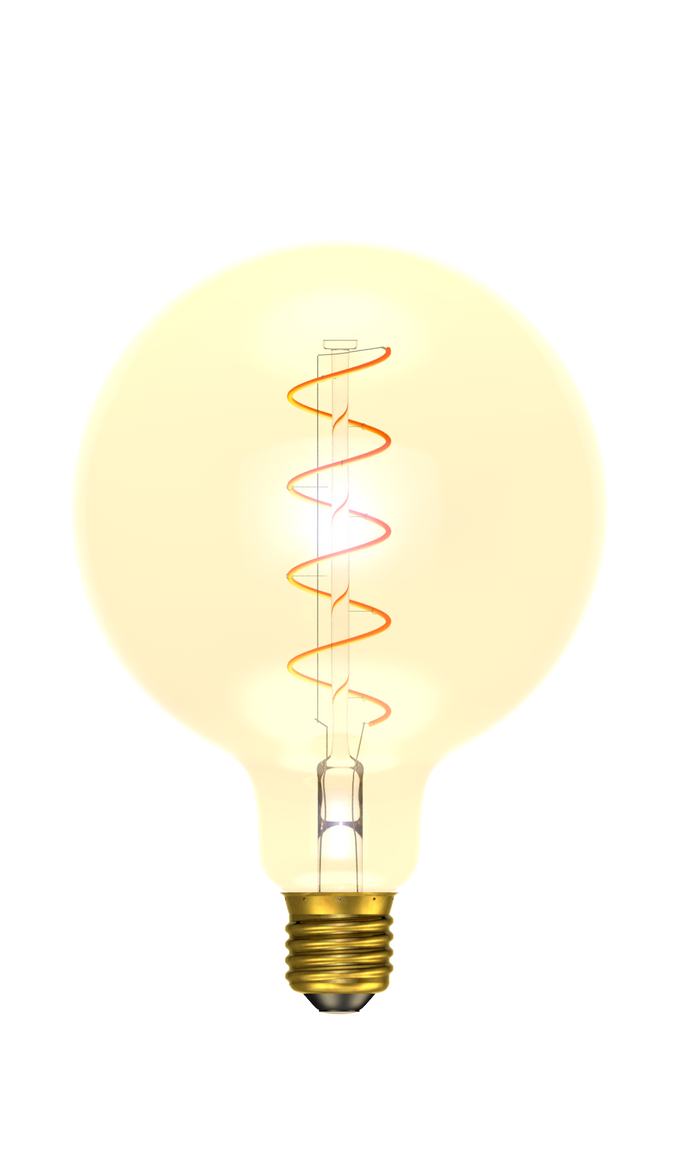 Bell 60021 - 4W LED Vintage Soft Coil Vertical Filament Large Globe - ES, Amber, 2200K