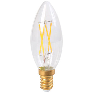 Girard Sudron LED Filament Smooth Flame Candle 4W E14 Clear Very Warm White Dimmable