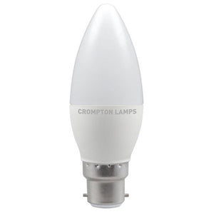 Crompton LED Candle Thermal Plastic 5.5W B22d Cool White Opal Dimmable
