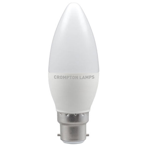 Crompton LED Candle Thermal Plastic 5.5W B22d Very Warm White Opal Dimmable