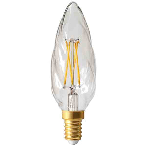 Girard Sudron Twisted Flamme F6 LED Filament Candle 4W Clear E14 Very Warm White Dimmable