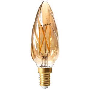 Girard Sudron Twisted Flamme F6 LED Filament Candle 4W Amber E14 Very Warm White Dimmable