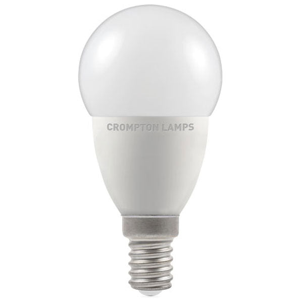 Crompton LED 45mm Round Thermal Plastic 5.5W E14 Very Warm White Opal Dimmable