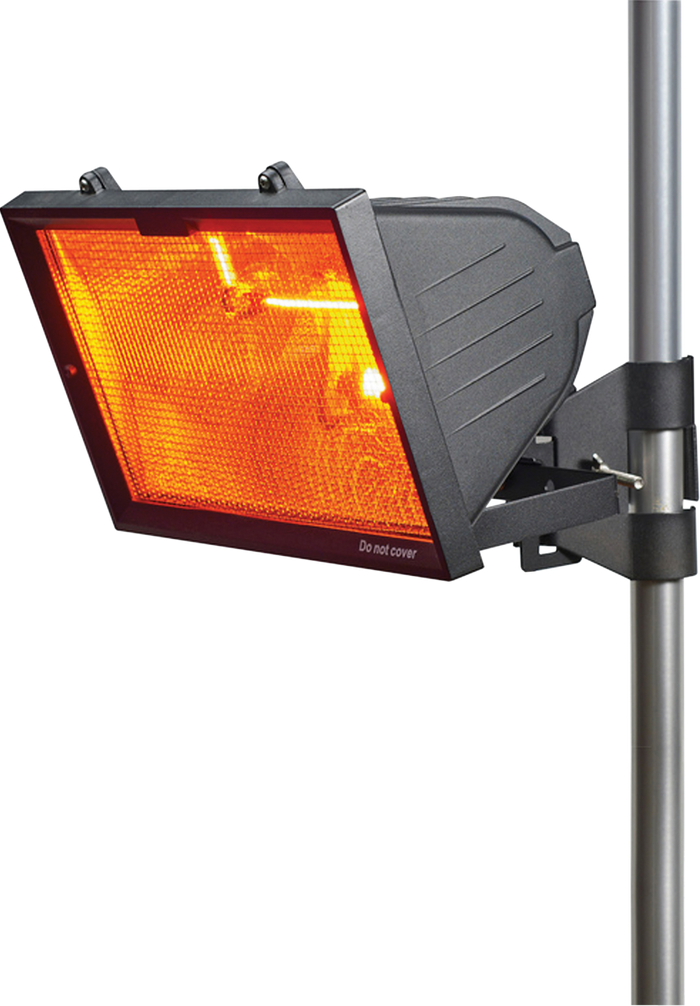 Knightsbridge IP24 1300W Outdoor/Animal / Horse Infrared Heater with Mesh Grille and RS7 1300W Tube Black - Wall or Pillar Mounted
