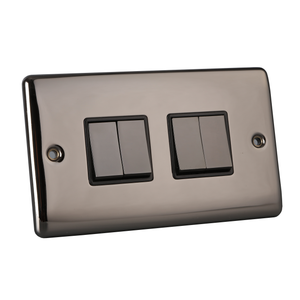 Caradok 4 Gang 2 Way Light Switch - Black Nickel