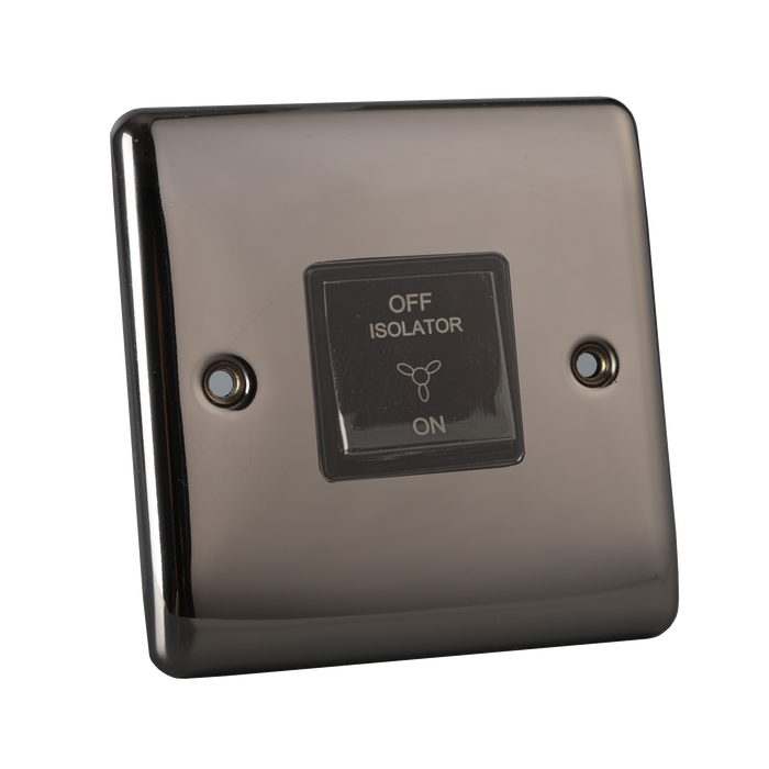 Caradok 1 gang 1 way 3-pole fan switch Black Nickel, Metal Switch