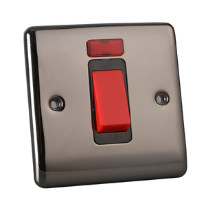 Caradok 1 Gang Cooker Control Unit Switched with Power Indicator - Black Nickel