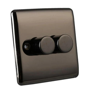 Caradok 2 Gang Dimmer Switch - Black Nickel