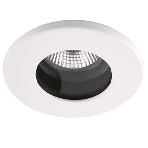 Fire Rated IP65 LED Downlight in White with a Tingsram 5W Very Warm White GU10 35 Degree Dimmable