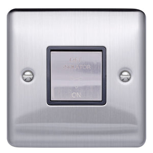 Caradok 1 gang 1 way 3-pole fan switch Brushed Chrome, Metal Switch, Grey Insert