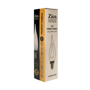 Zico ZIK075/2W27E14C - French Candle C22 Clear 2w E14 2700k Zico Vintage Zico - The Lamp Company