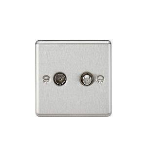 Knightsbridge CL014BC TV & SAT TV Outlet (isolated) - Rounded Edge Brushed Chrome - Knightsbridge - Sparks Warehouse