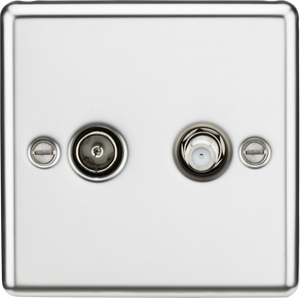 Knightsbridge CL014PC TV & SAT TV Outlet (isolated) - Rounded Edge Polished Chrome