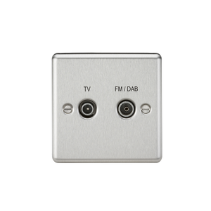 Knightsbridge CL016BC Diplex TV & FM Dab Outlet - Rounded Edge Brushed Chrome - Knightsbridge - Sparks Warehouse