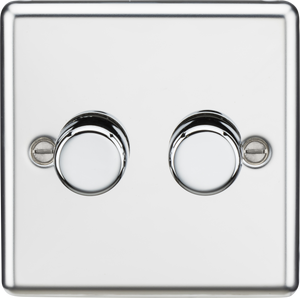 Knightsbridge CL2182PC 2G 2 Way 40-400W Dimmer - Rounded Edge Polished Chrome