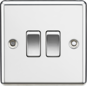 Knightsbridge CL3PC 2 Gang 2 way Light Switch - Rounded Edge Polished Chrome