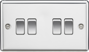 Knightsbridge CL41PC 10A 4G 2 Way Plate Switch - Rounded Edge Polished Chrome