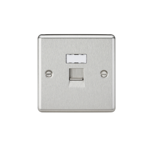 Knightsbridge CL45BC RJ45 Network Outlet - Rounded Edge Brushed Chrome - Knightsbridge - Sparks Warehouse