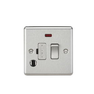 Knightsbridge CL63FBC 13A Switched Fused Spur Unit W/Neon & Outlet - Rounded Edge Brushed Chrome - Knightsbridge - Sparks Warehouse