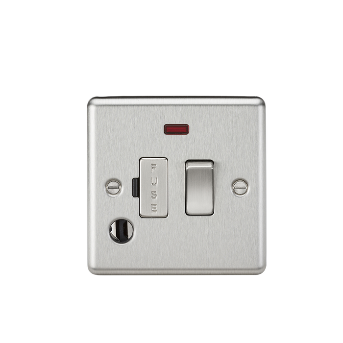 Knightsbridge CL63FBC 13A Switched Fused Spur Unit W/Neon & Outlet - Rounded Edge Brushed Chrome