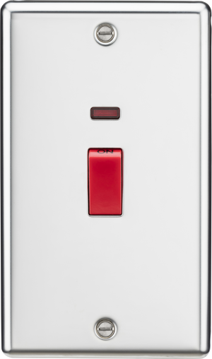 Knightsbridge CL82NPC 45A DP Switch W/Neon - Rounded Edge Polished Chrome