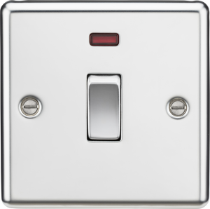Knightsbridge CL834NPC 20A 1G DP Switch with Neon - Rounded Edge Polished Chrome