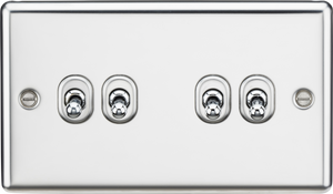 Knightsbridge CLTOG4PC 10A 4G 2 Way Toggle Switch - Rounded  Edge Polished Chrome