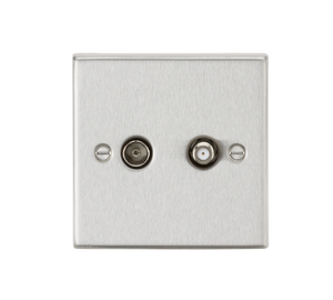 Knightsbridge CS014BC TV & SAT TV Outlet (isolated) - Square Edge Brushed Chrome