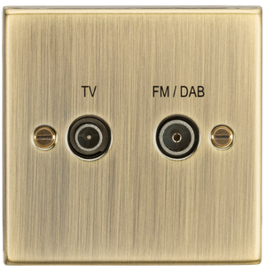 Knightsbridge CS016AB Diplex TV & FM Dab Outlet - Square Edge Antique Brass - Knightsbridge - Sparks Warehouse