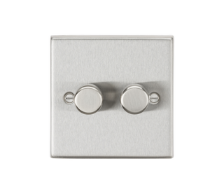 Knightsbridge CS2182BC 2G 2 way 10-200W (5-150W LED) trailing edge dimmer - Square Edge Brushed Chrome