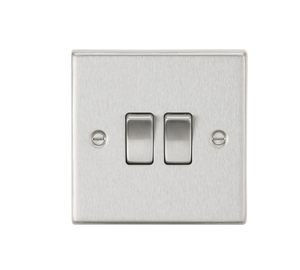 Knightsbridge CS3BC 10AX 2G 2-Way Plate Switch - Square Edge Brushed Chrome
