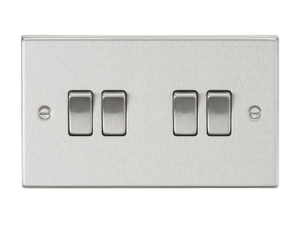 Knightsbridge CS41BC 10AX 4G 2-Way Plate Switch - Square Edge Brushed Chrome
